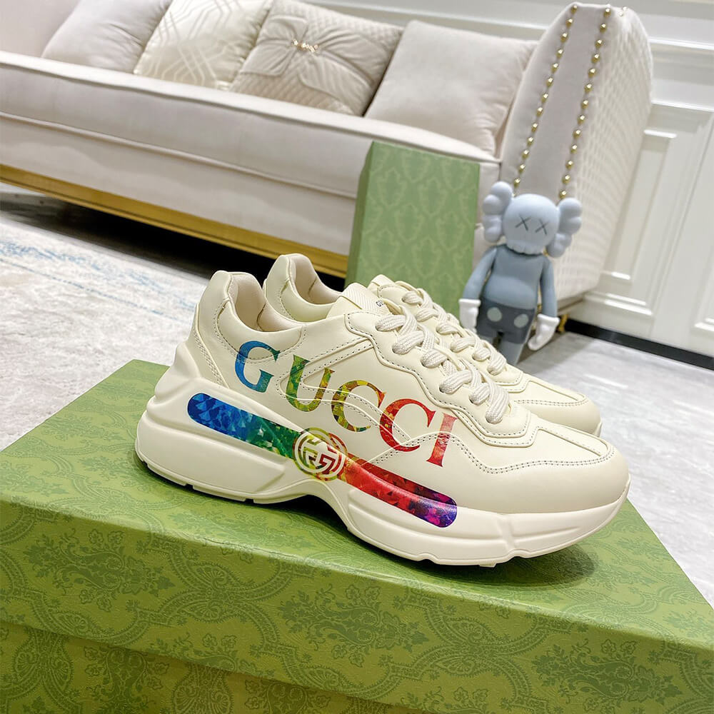 Rhyton sneaker with Gucci print Shoes - Replica Luxury Bags™