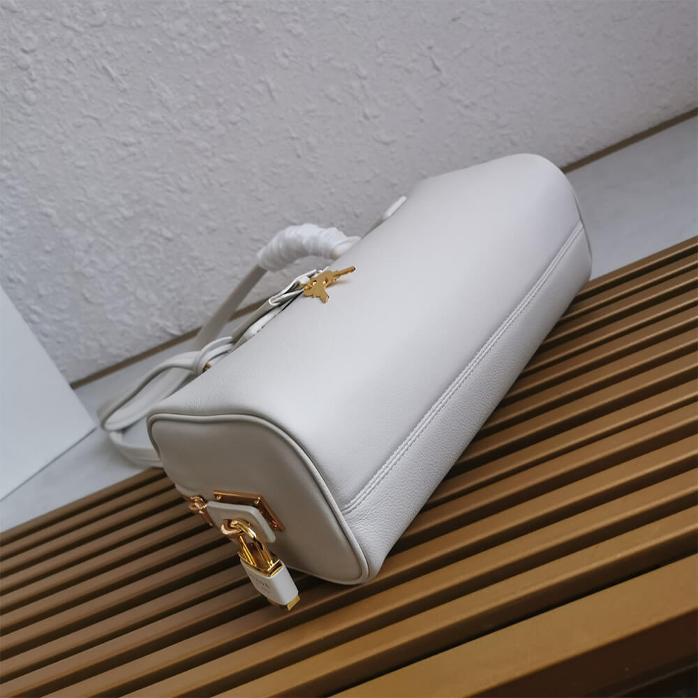 Prada Medium Leather Top Handle Bag with Padlock - Replica Luxury Bags™