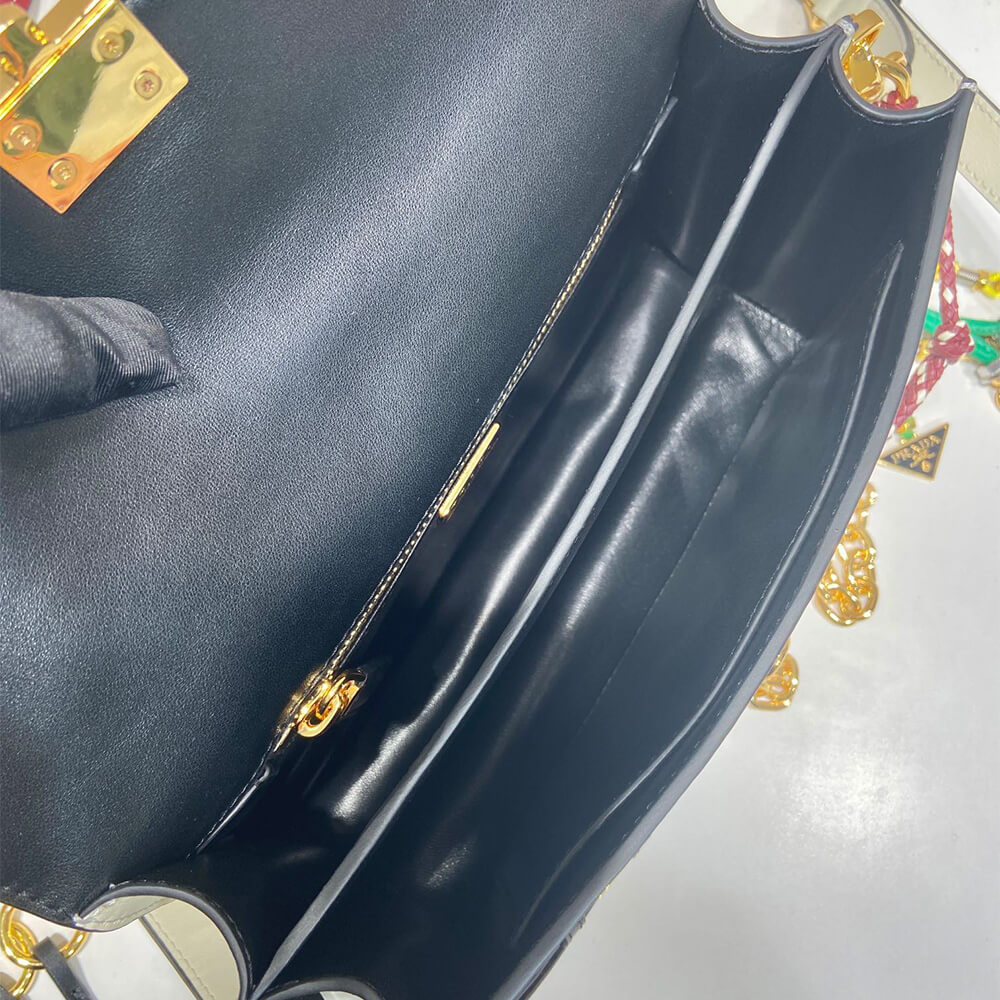 Prada Soft Sound Small Leather Shoulder Bag with Charms - Replica Luxury Bags™