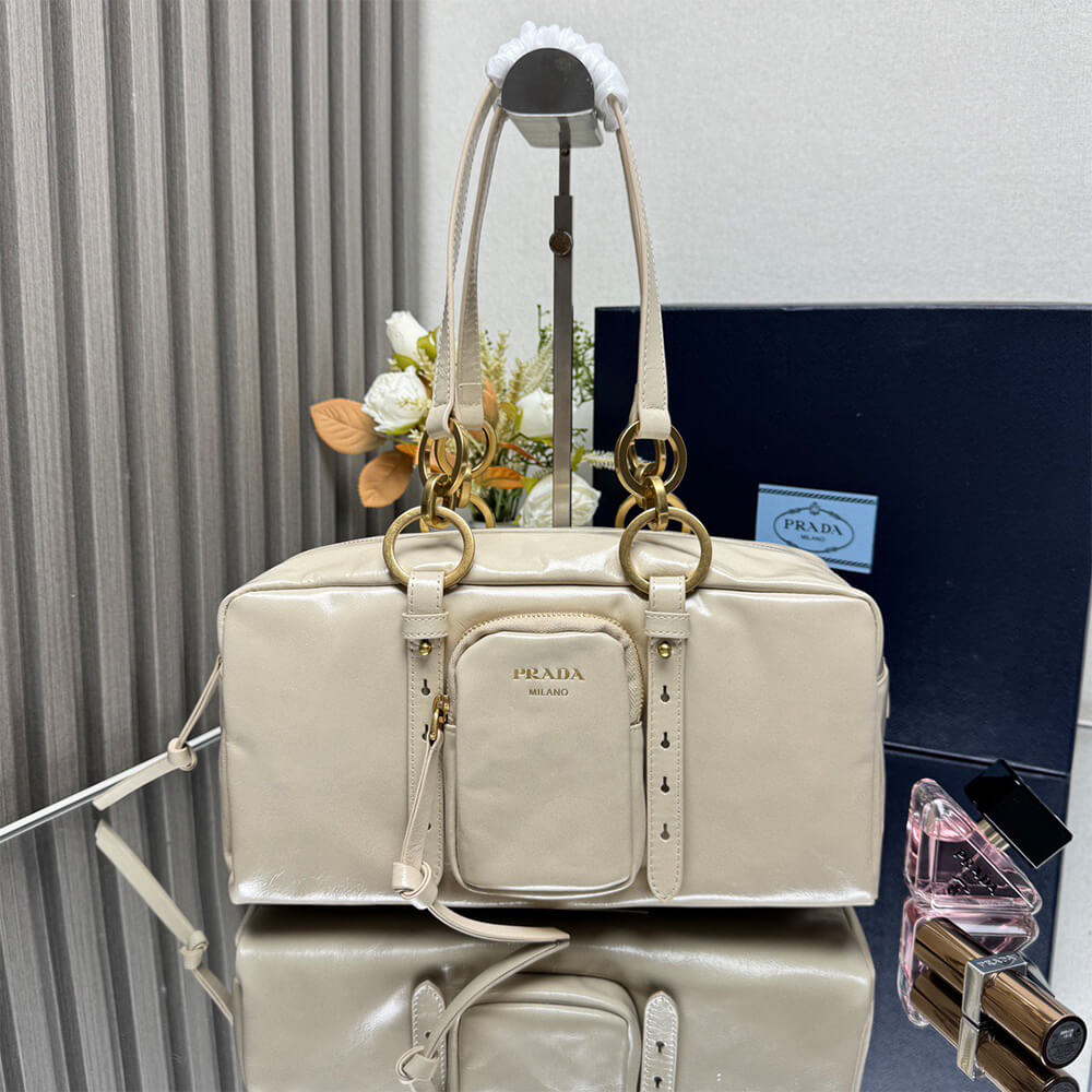 Prada Dangle Medium Leather Top Handle Bag - Replica Luxury Bags™
