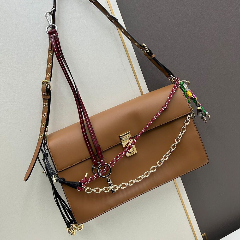 Prada Soft Sound Large Leather Shoulder Bag with Charms - Replica Luxury Bags™
