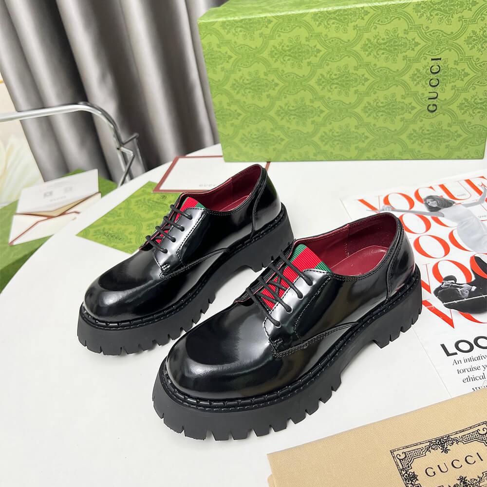 Gucci Women s lace-up with Web Shoes - Replica Luxury Bags™