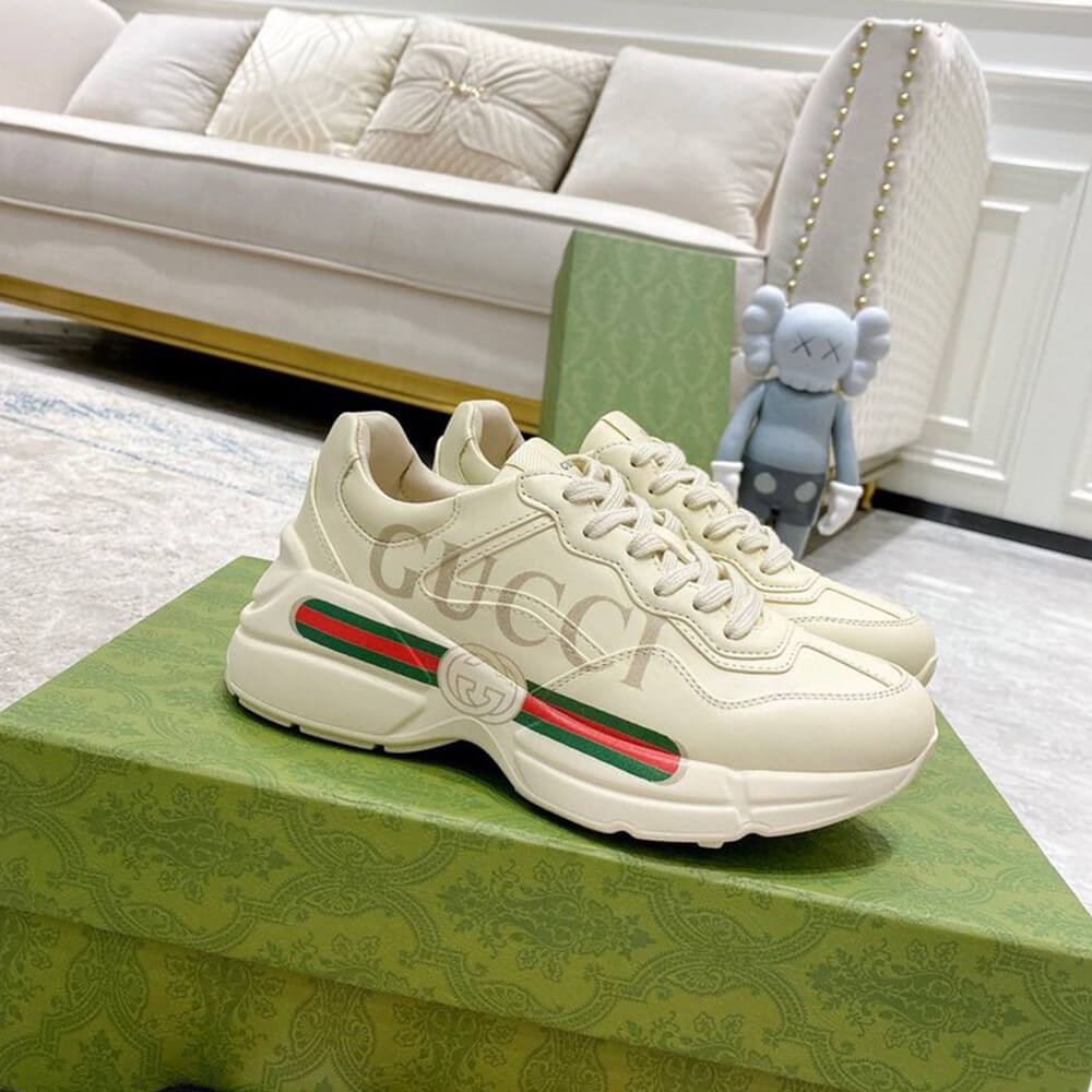 Rhyton Gucci logo leather sneaker Shoes - Replica Luxury Bags™