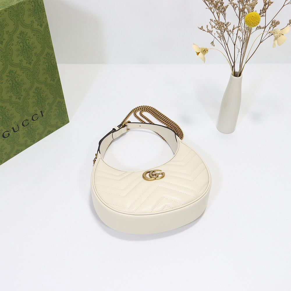 Gucci GG Marmont Half-moon-shaped Mini Bag in White - Replica Luxury Bags™
