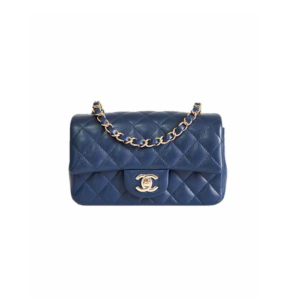 Chanel Mini Flap Bag in Navy with Silver Hardware - Replica Luxury Bags™