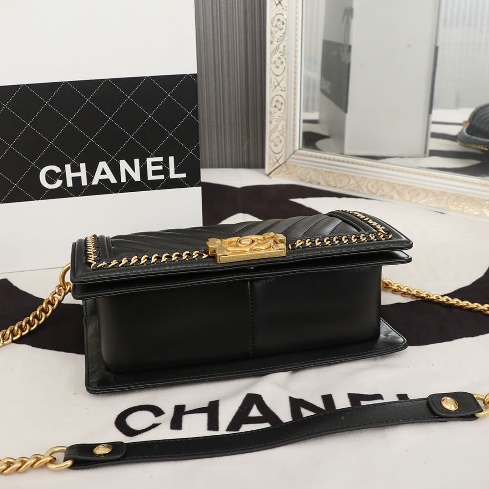 Chanel Top Handle Chevron Boy Handbag - Replica Luxury Bags™