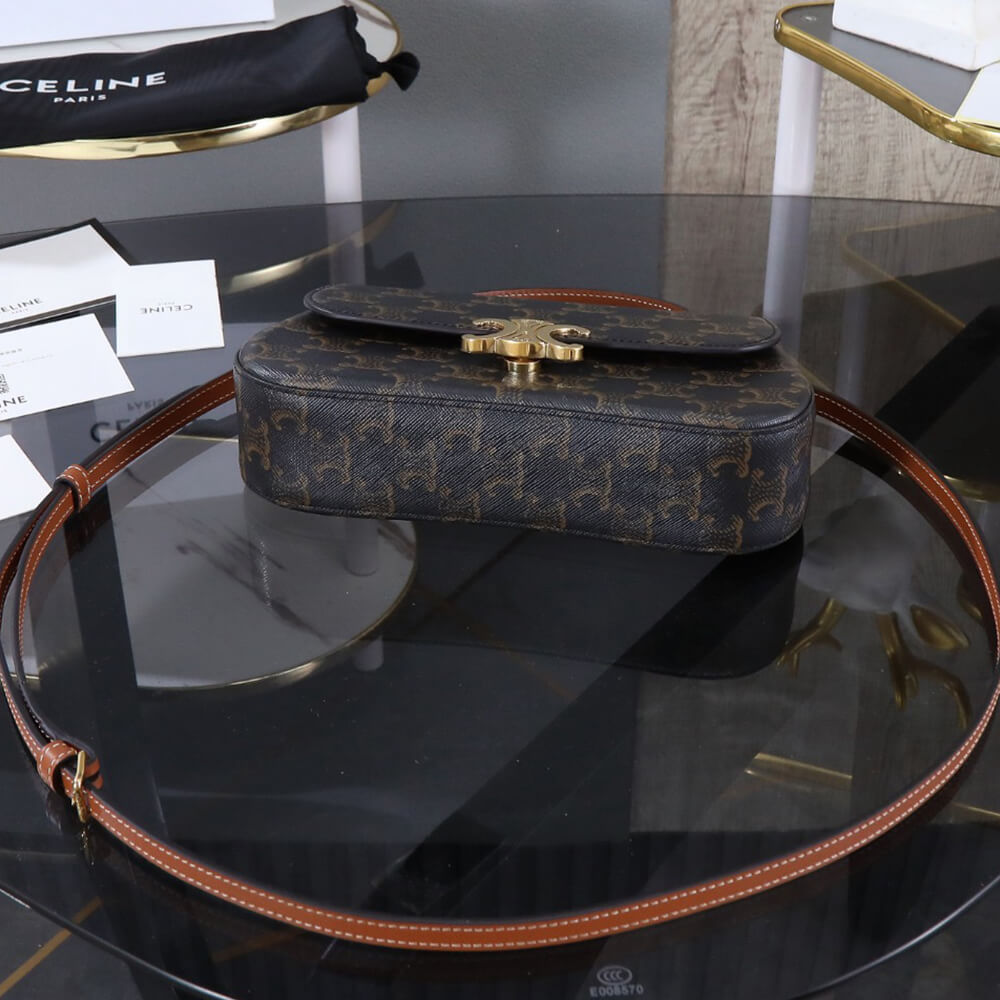 Teen Celine Lola Bag in Triomphe Canvas And Calfskin - Replica Luxury Bags™