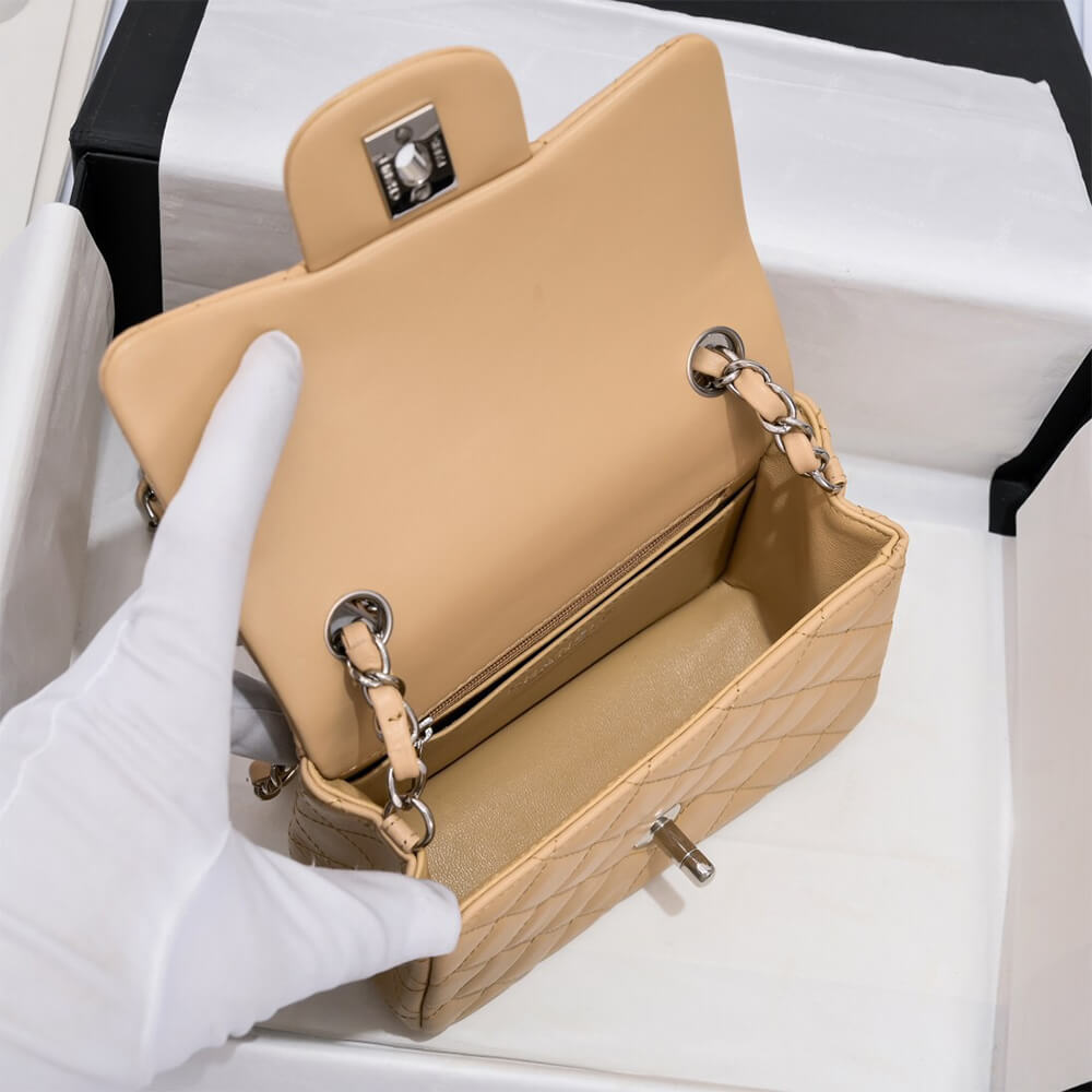 Chanel Mini Flap Bag in Nude Color and Silver Hardware - Replica Luxury Bags™
