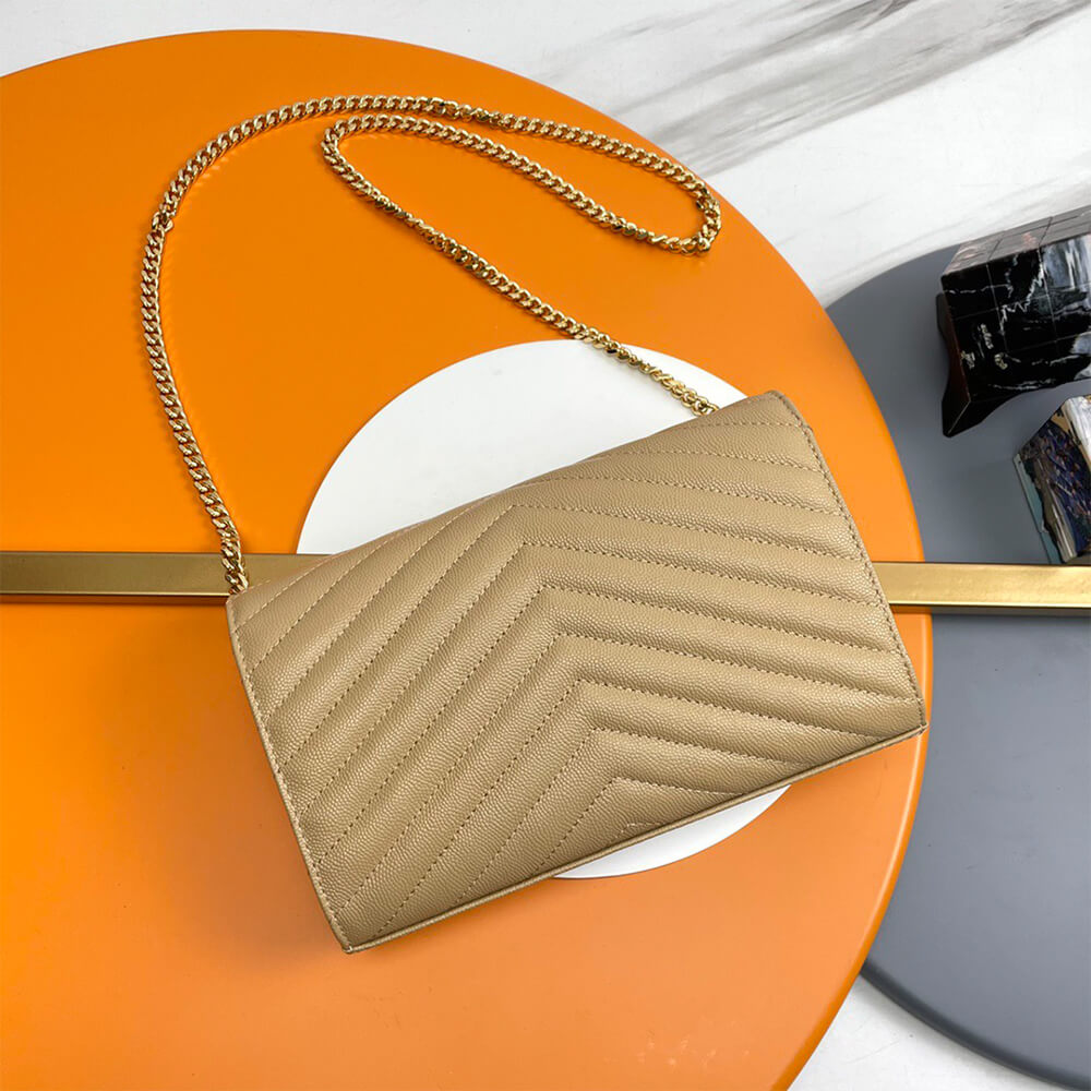 YSL Classic Cassandre Chain Wallet Bag In Grain De Poudre Leather - Replica Luxury Bags™