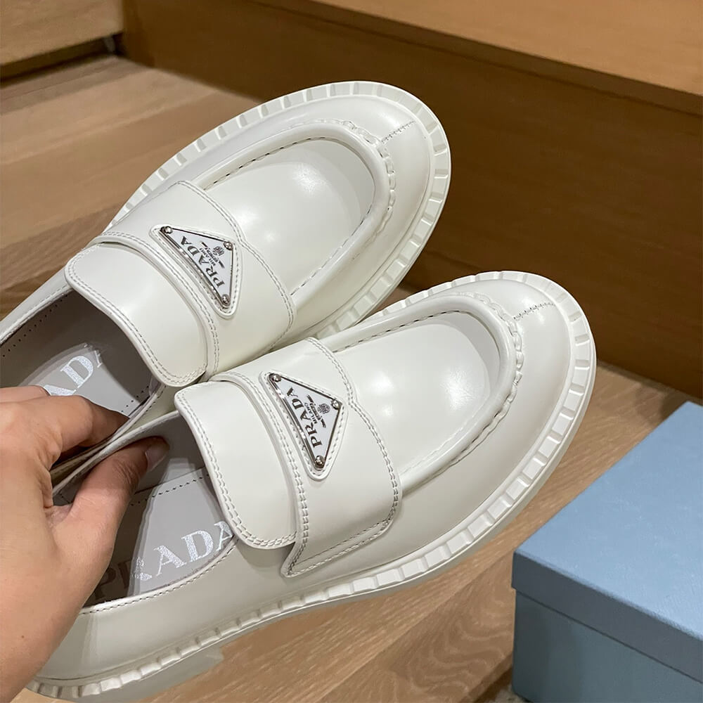 Prada chocolate brushed leather loafers Shoes - Replica Luxury Bags™