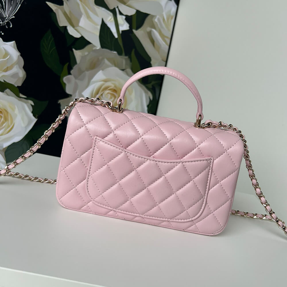 Chanel Mini Classic Handbag With Top Handle in Pink - Replica Luxury Bags™