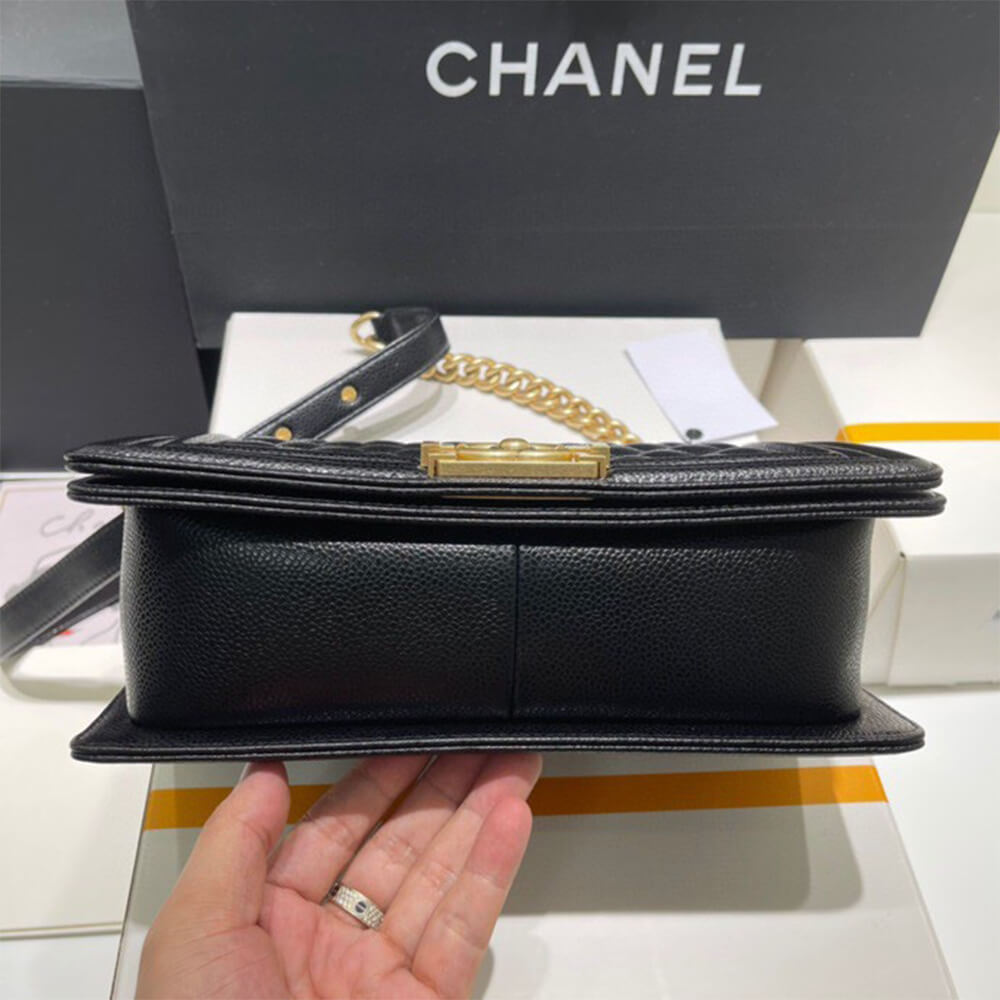 Boy Chanel Handbag in Black Caviar and Gold Hardware - Replica Luxury Bags™