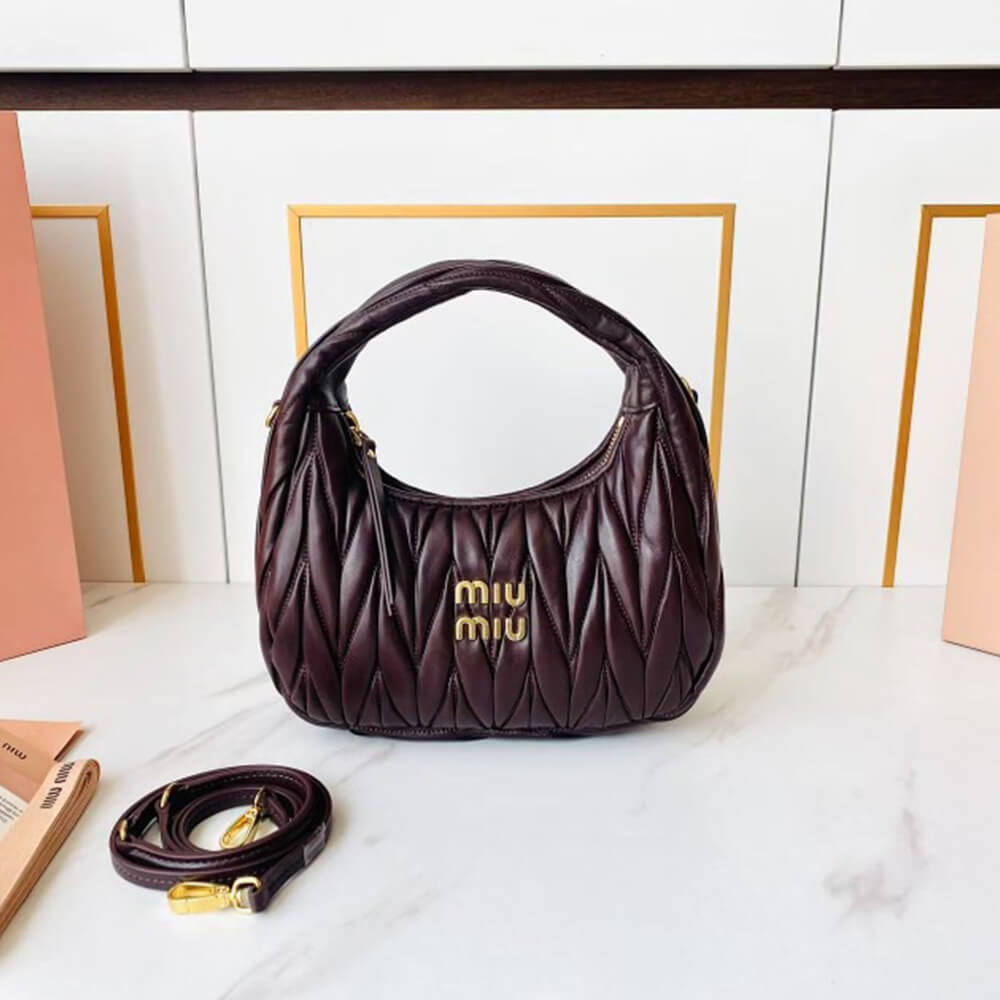 Miumiu Small Wander Matelasse Nappa Leather Hobo Bag - Replica Luxury Bags™