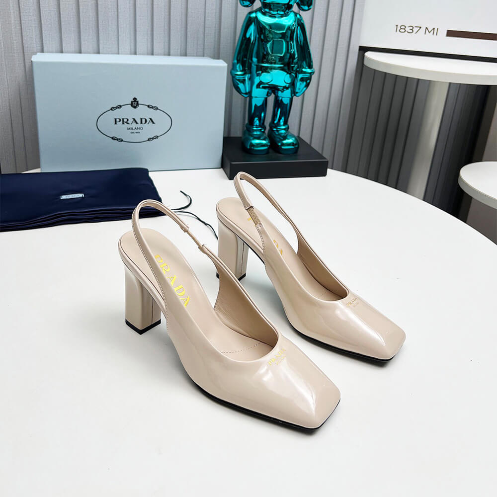 Prada Patent Leather Slingback Pumps 85 mm Shoes - Replica Luxury Bags™