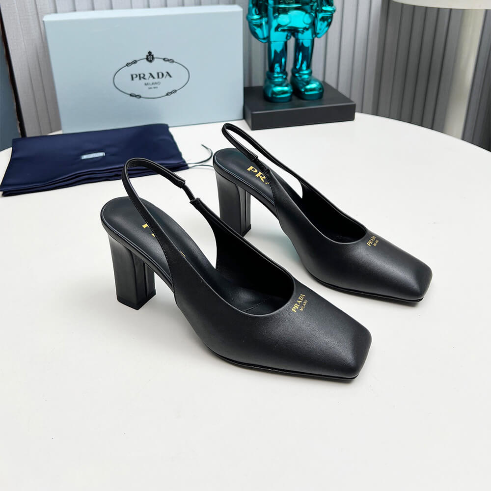 Prada Leather Slingback Pumps 85 mm Shoes - Replica Luxury Bags™