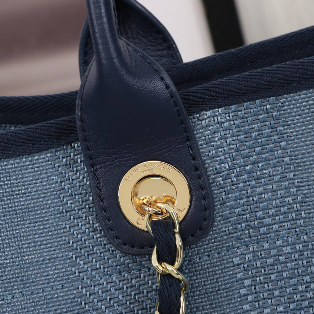 Chanel Woven Straw Raffia Striped Medium Deauville Tote Bag - Replica Luxury Bags™