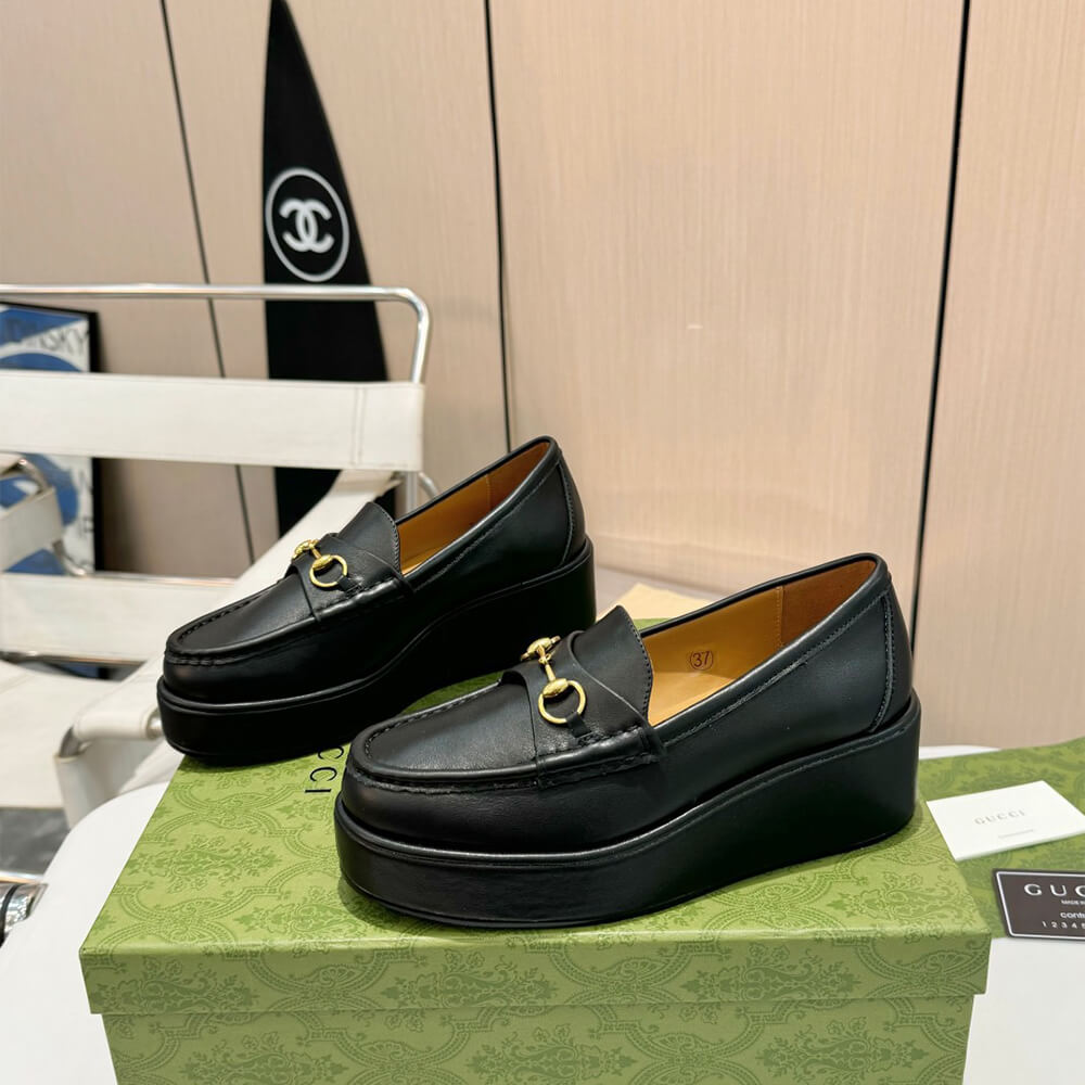 Gucci Women s Horsebit wedge loafer Shoes - Replica Luxury Bags™