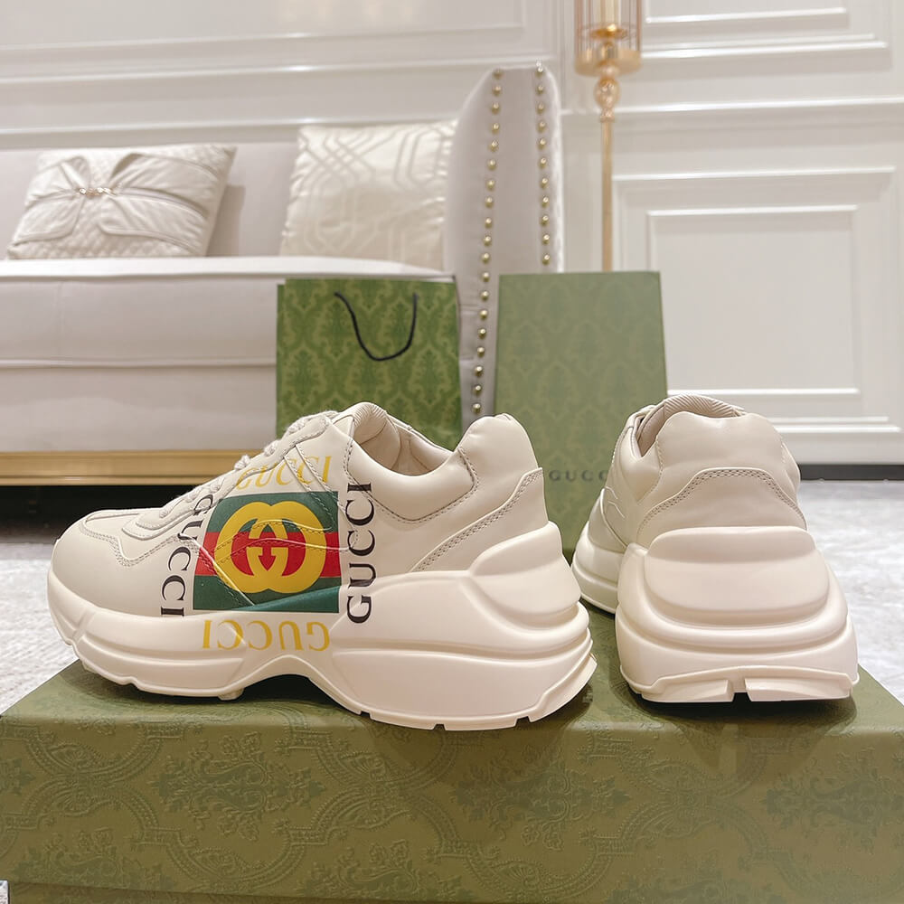 Rhyton Gucci logo leather sneaker Shoes - Replica Luxury Bags™