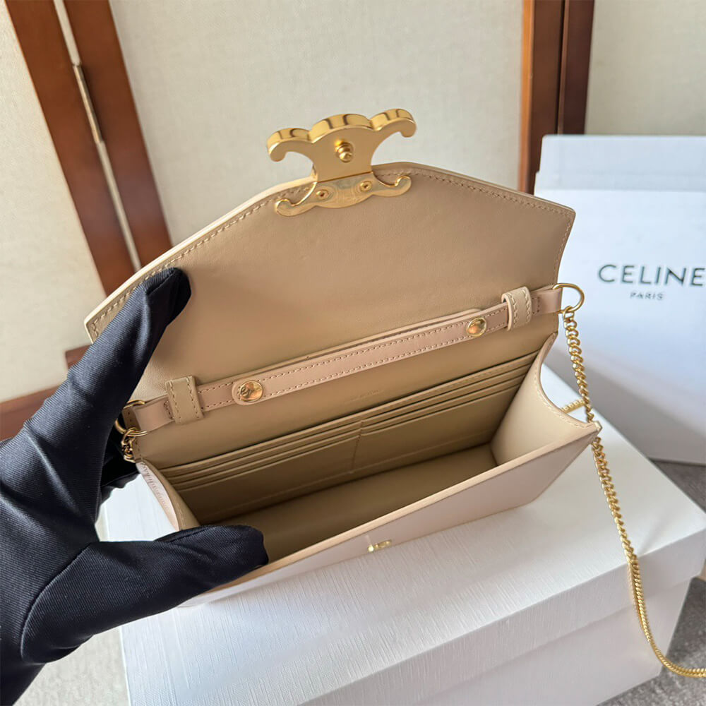 Celine Wallet On Chain Margo Bag in Shiny Calfskin - Replica Luxury Bags™