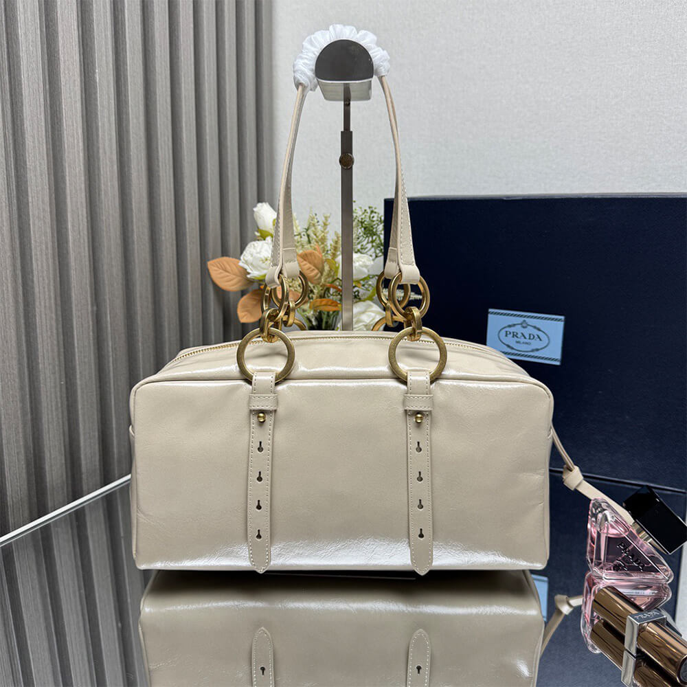 Prada Dangle Medium Leather Top Handle Bag - Replica Luxury Bags™