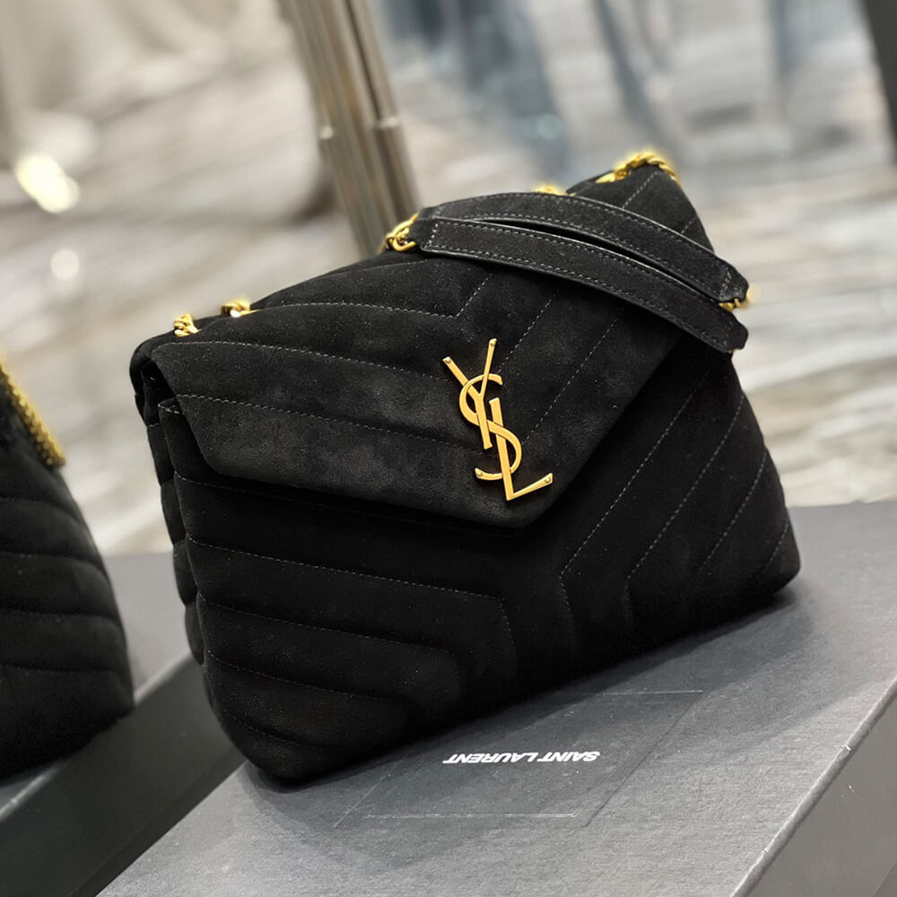 YSL Loulou Small Chain Bag in Y Quilted Suede - Replica Luxury Bags™
