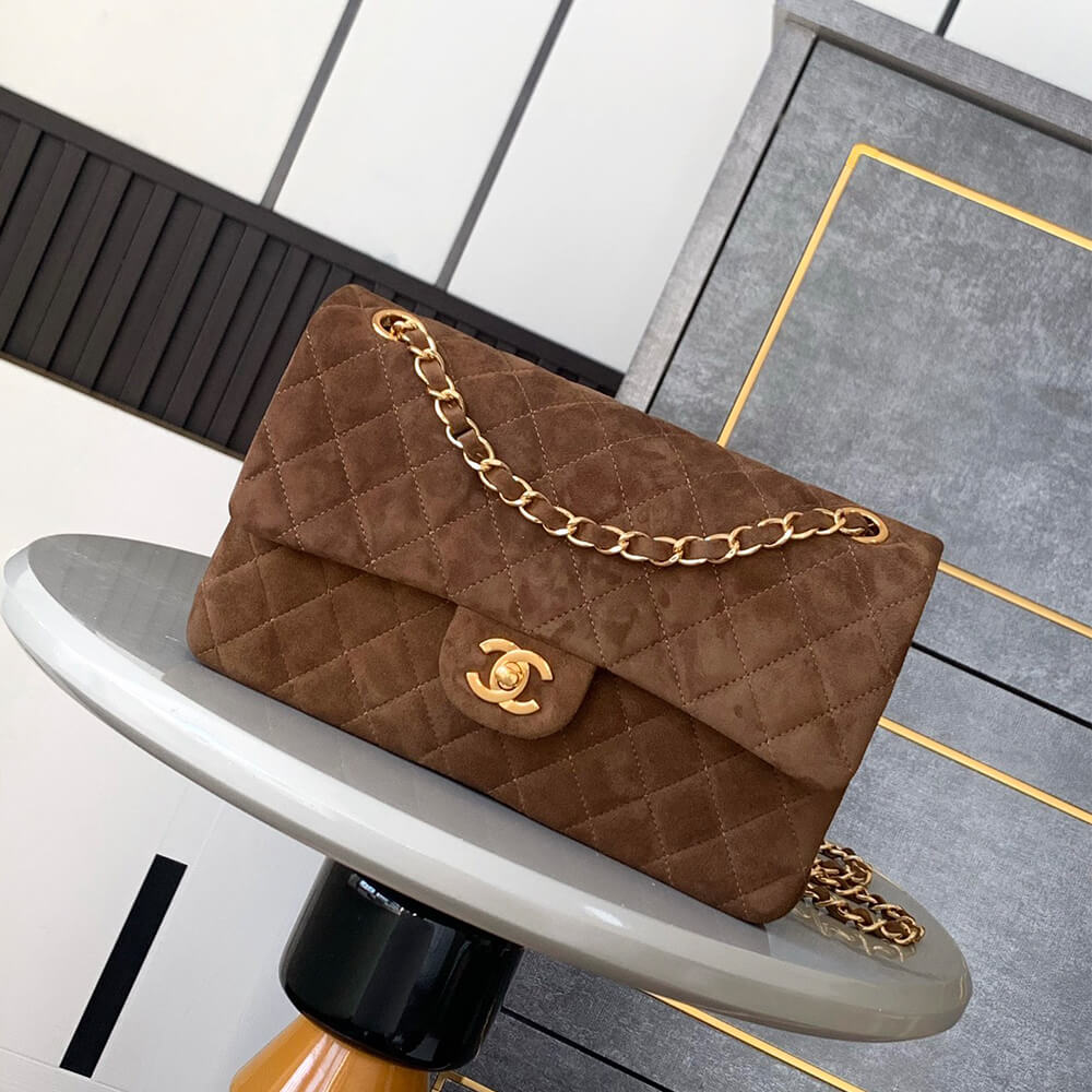 Chanel Suede Classic Double Flap Handbag - Replica Luxury Bags™
