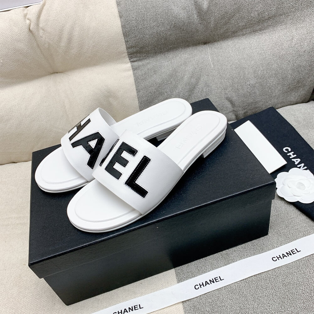 Chanel Ivory Slides Shoes - Replica Luxury Bags™