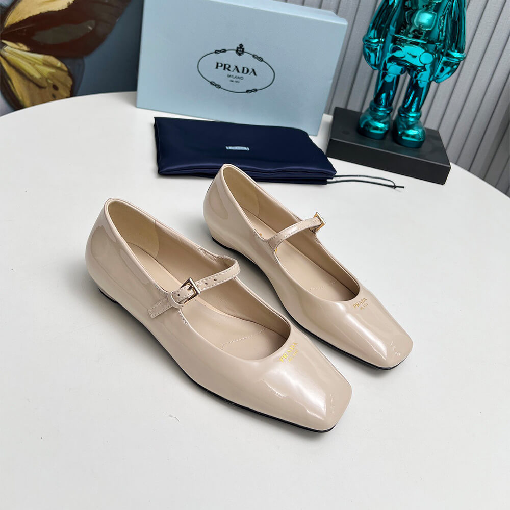 Prada Patent Leather Mary Jane Ballerinas Shoes - Replica Luxury Bags™