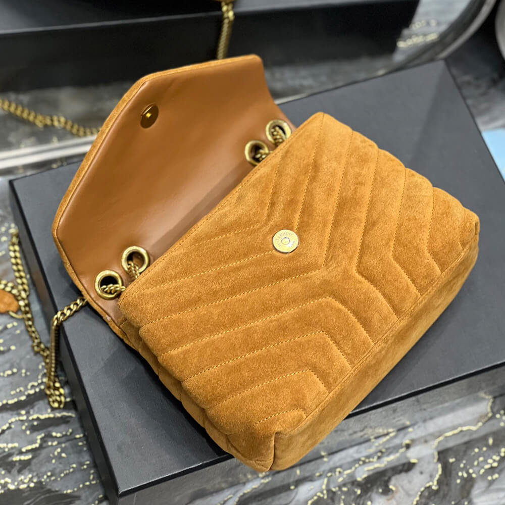 YSL Loulou Small Chain Bag In Y Quilted Suede - Replica Luxury Bags™