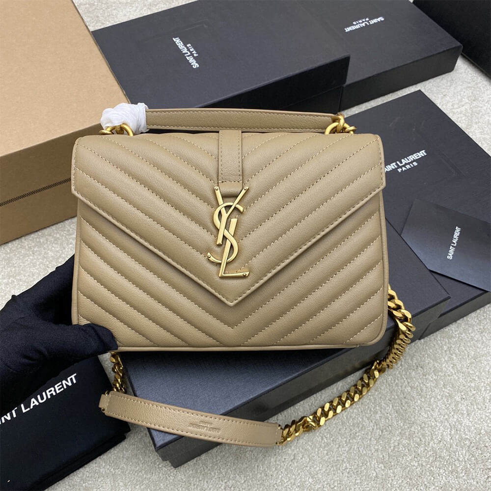 YSL College Medium Chain Bag In Quilted Leather - Replica Luxury Bags™