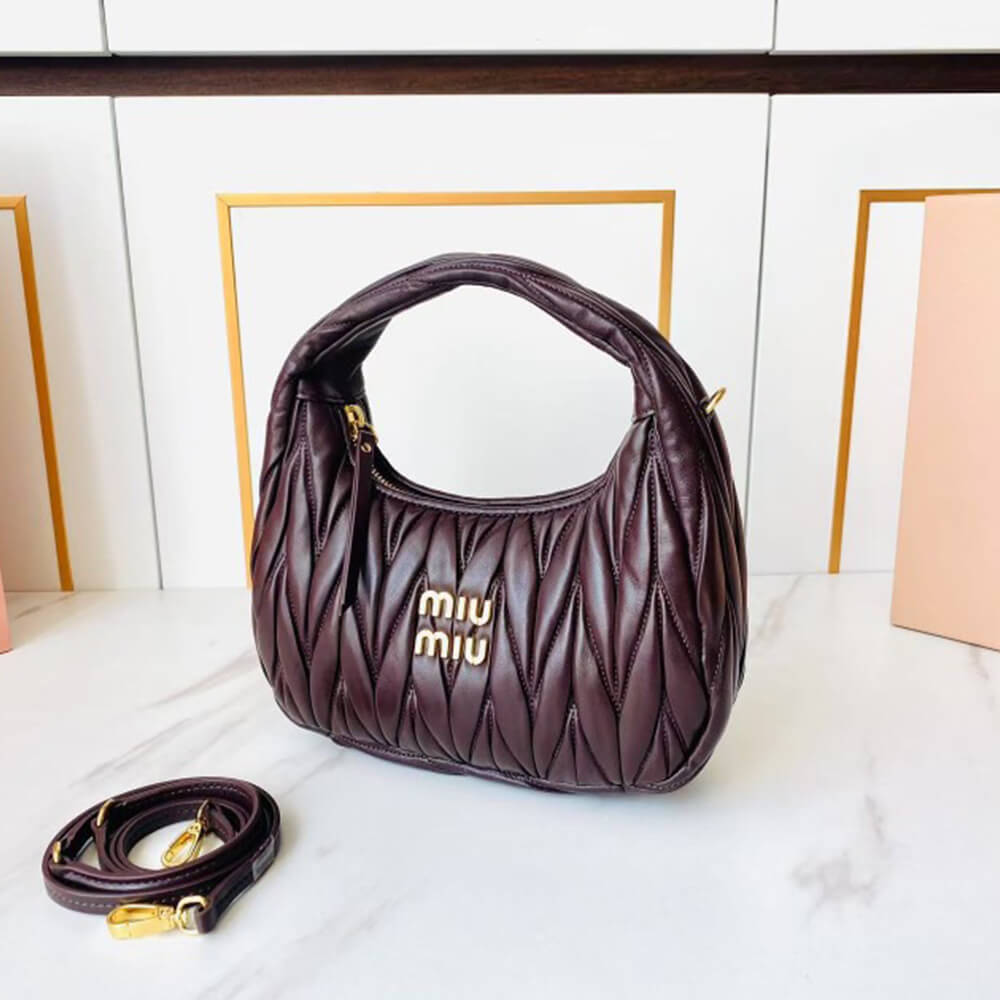 Miumiu Small Wander Matelasse Nappa Leather Hobo Bag - Replica Luxury Bags™
