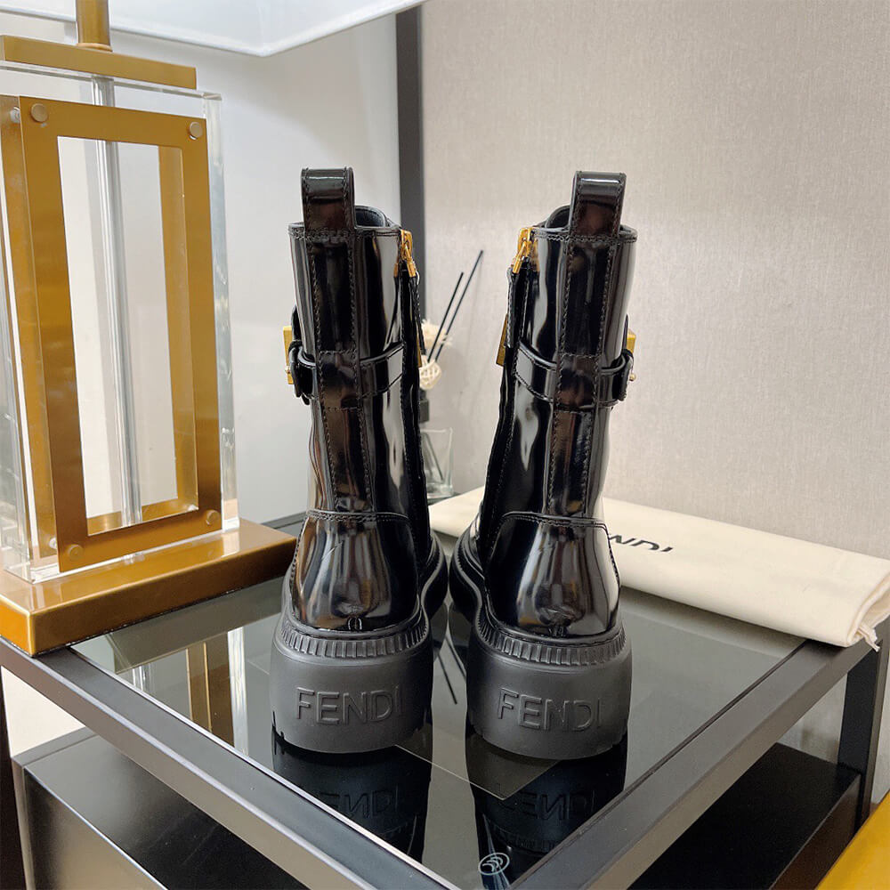 FENDI Fendigraphy logo-plaque leather boots Shoes - Replica Luxury Bags™