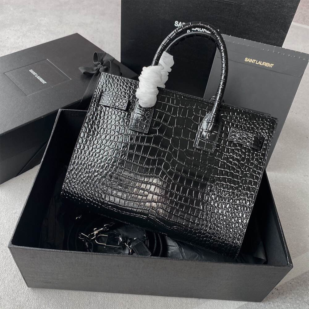 YSL Sac De Jour Baby Bag in Crocodile-Embossed - Replica Luxury Bags™