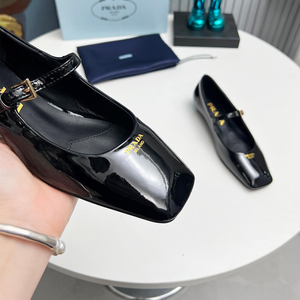 Prada Patent Leather Mary Jane Ballerinas Shoes - Replica Luxury Bags™