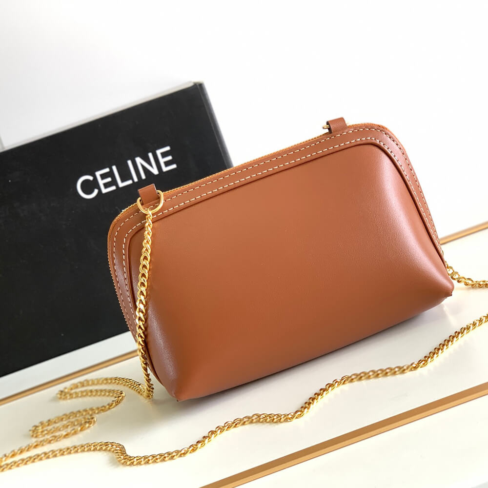Celine Clutch Bag on Chain Cuir Triomphe in Smooth Calfskin - Replica Luxury Bags™