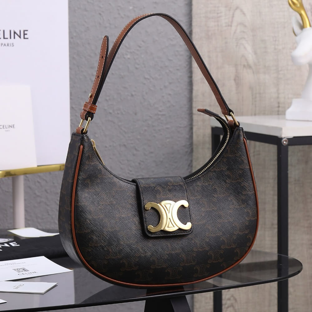 CELINE MEDIUM AVA TRIOMPHE BAG in Triomphe Canvas and calfskin - Replica Luxury Bags™
