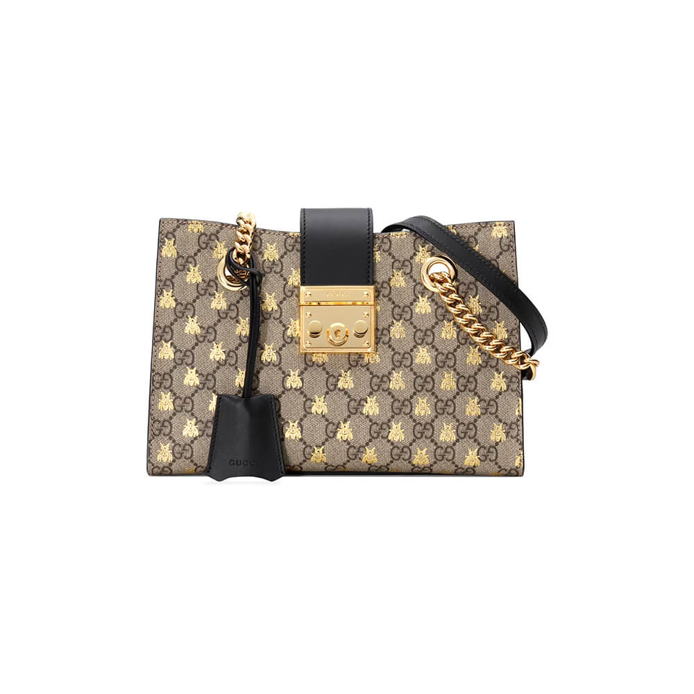 Gucci GG Padlock Small GG Bees Shoulder Bag - Replica Luxury Bags™