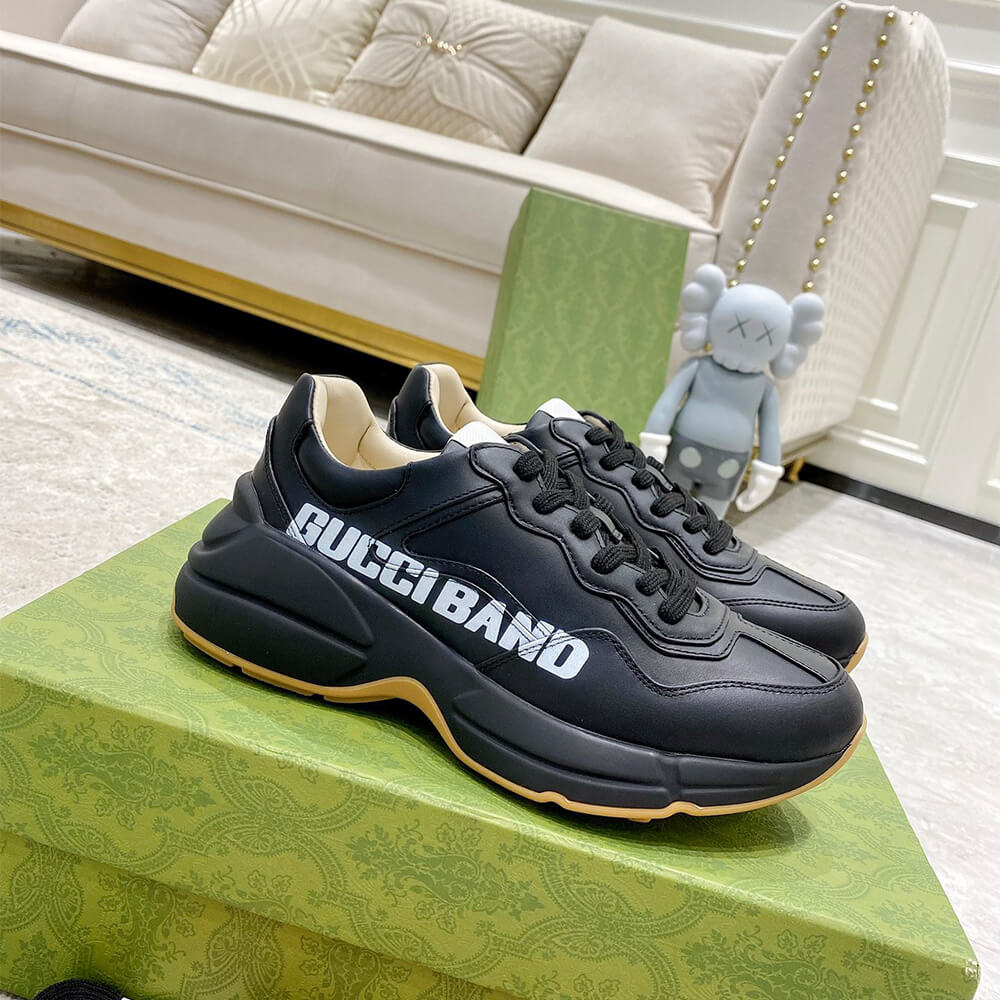 Gucci Rhyton  Gucci Band Black  Sneaker Shoes - Replica Luxury Bags™