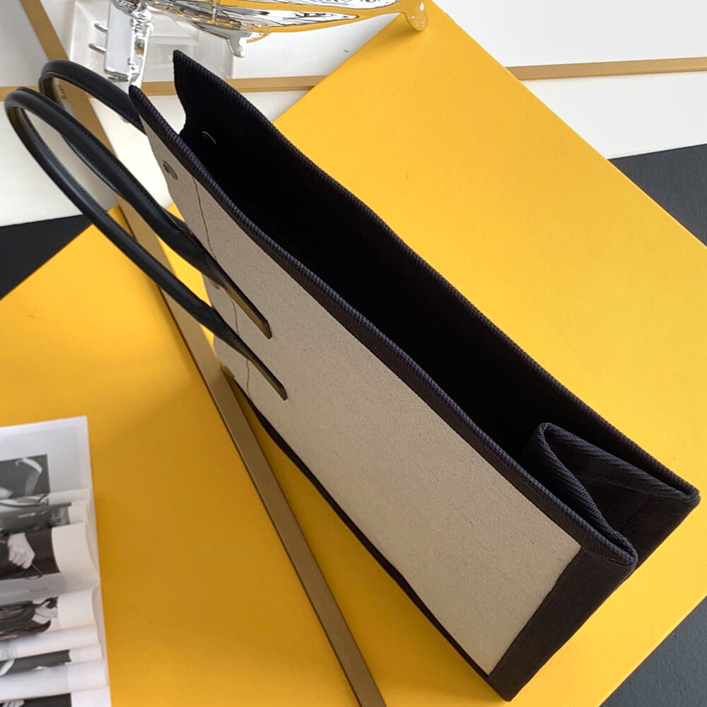 YSL RIVE GAUCHE LARGE TOTE BAG IN PRINTED CANVAS AND LEATHER - Replica Luxury Bags™