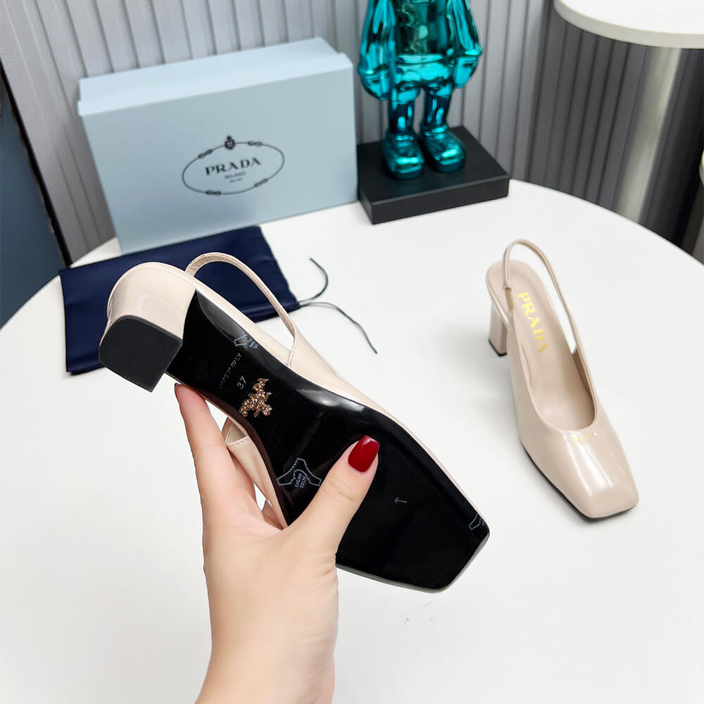 Prada Patent Leather Slingback Pumps 85 mm Shoes - Replica Luxury Bags™