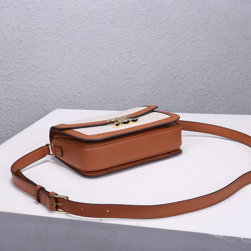 CELINE CLASSIQUE TRIOMPHE BAG IN TRIOMPHE CANVAS AND CALFSKIN - Replica Luxury Bags™