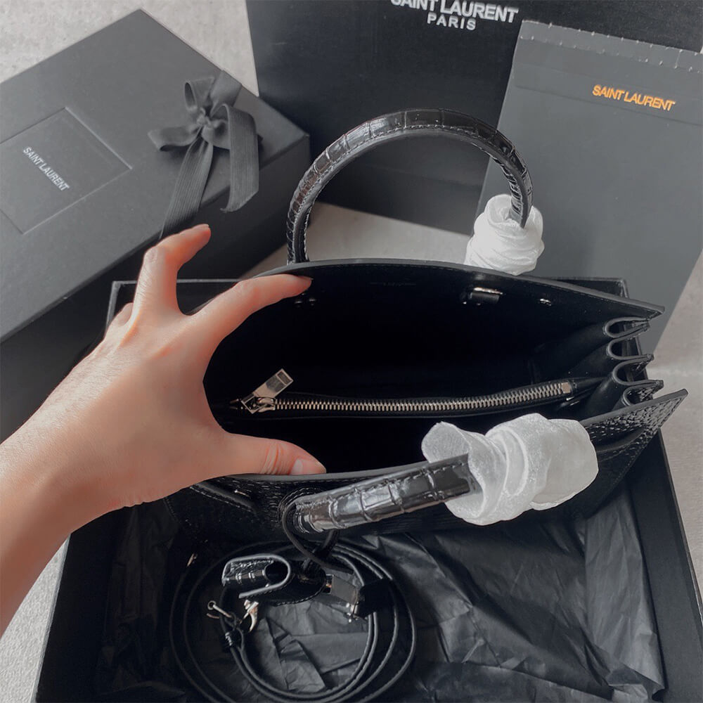 YSL Sac De Jour Baby Bag in Crocodile-Embossed - Replica Luxury Bags™