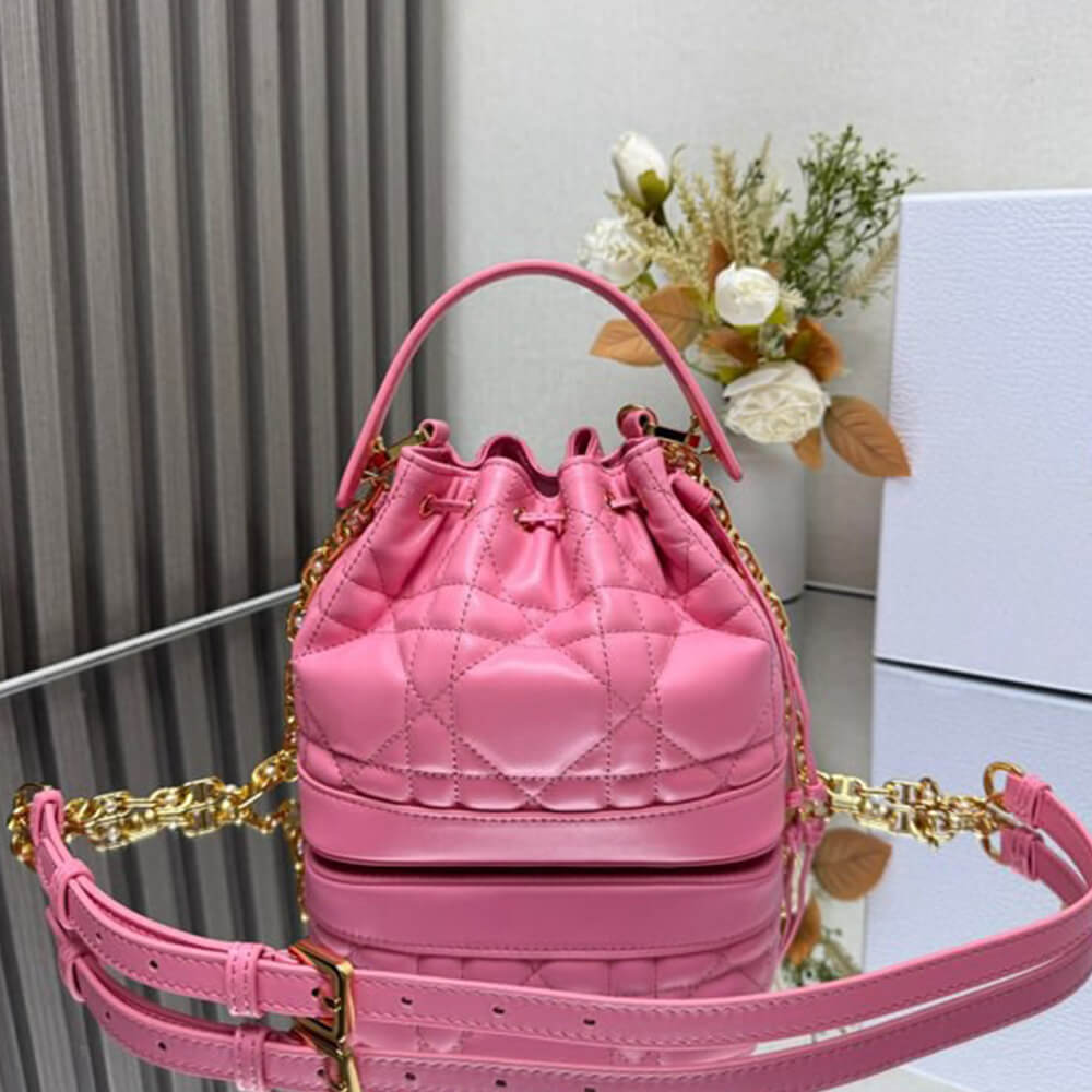 Dior Small Dior Jolie Bucket Bag in Cherry Pink - Replica Luxury Bags™