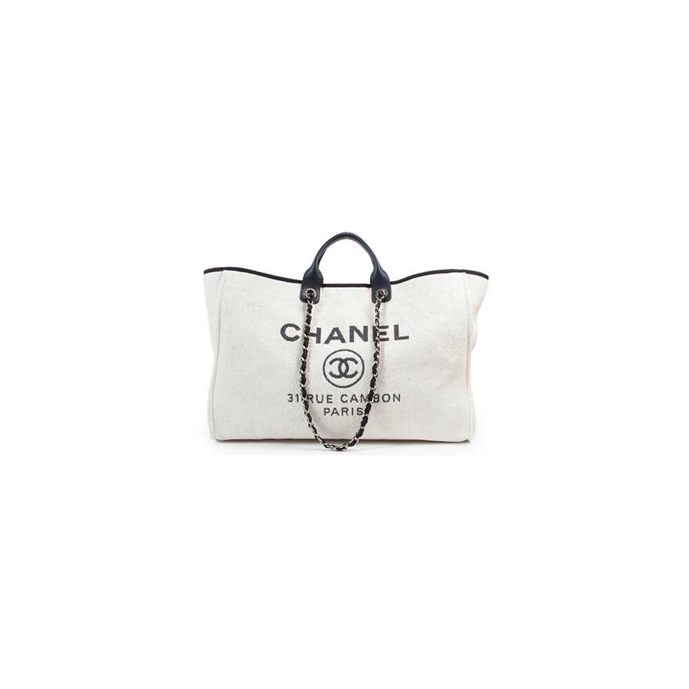 Chanel Woven Straw Raffia Striped Medium Deauville Tote Bag - Replica Luxury Bags™