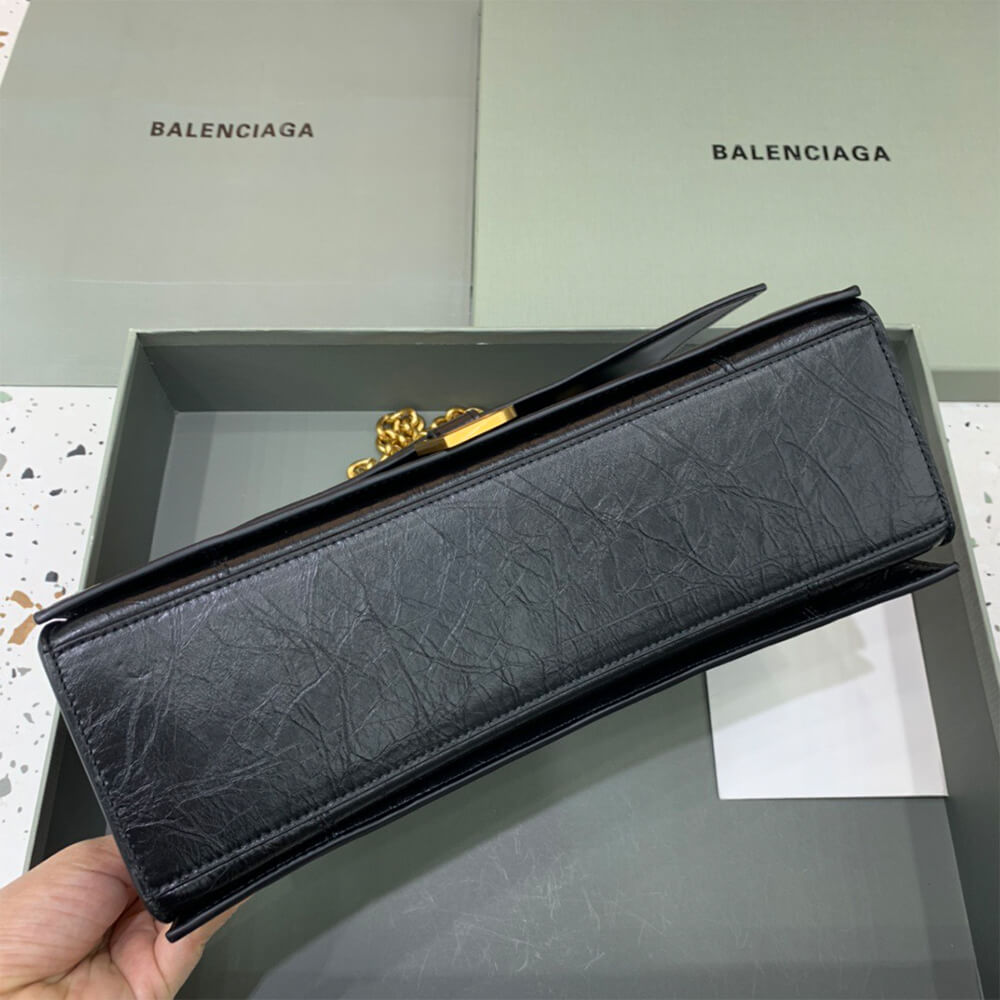 Balenciaga Bag Crush Tasche Mit Kette Mittelgroß für Damen in Schwarz - Replica Luxury Bags™