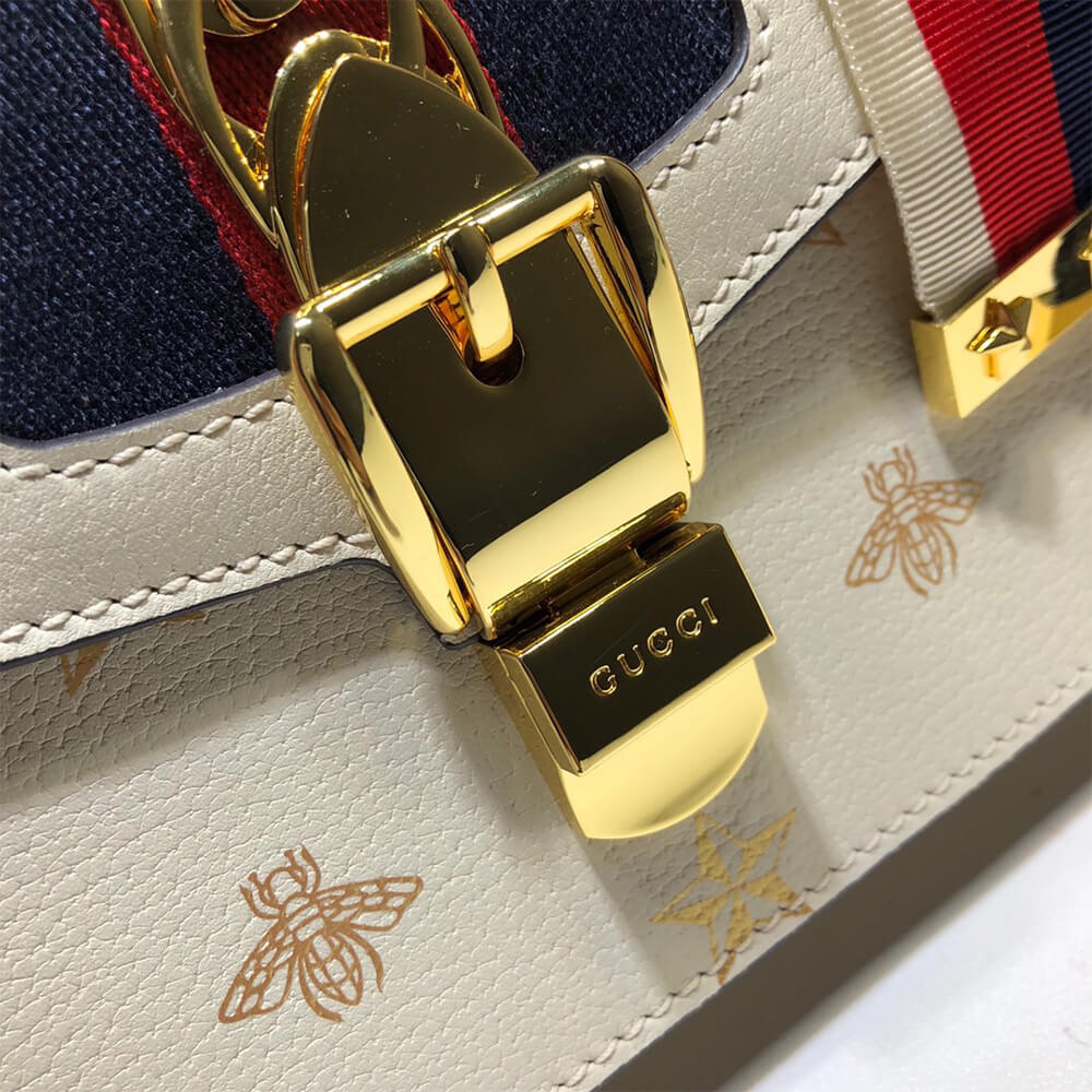 Gucci GG Sylvie Bee Star Small Shoulder Bag - Replica Luxury Bags™