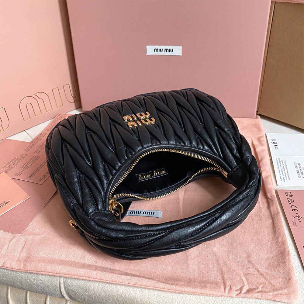 Miumiu Small Wander Matelasse Nappa Leather Hobo Bag - Replica Luxury Bags™