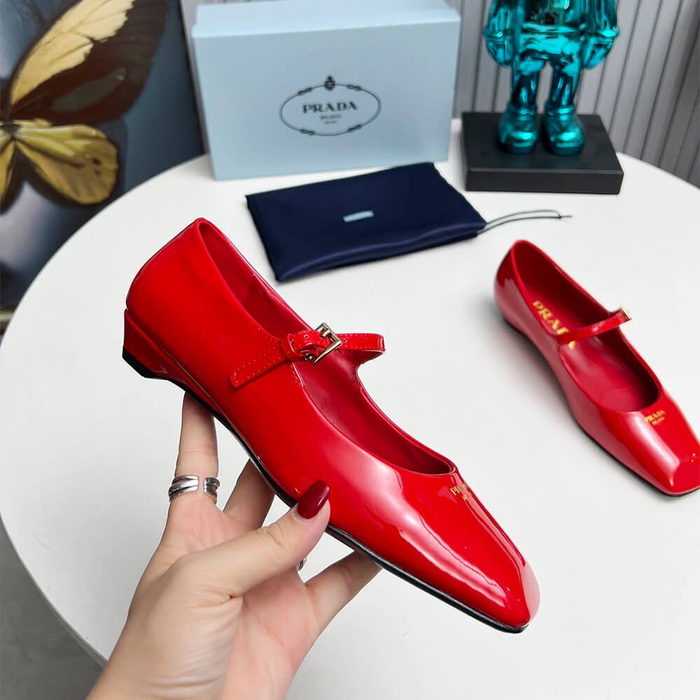 Prada Patent Leather Mary Jane Ballerinas Shoes - Replica Luxury Bags™