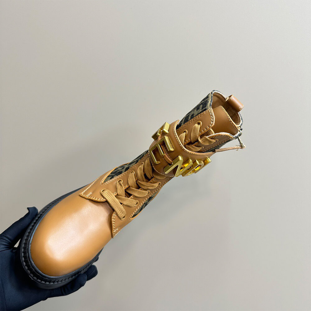 FENDI Fendigraphy logo-plaque leather boots Shoes - Replica Luxury Bags™