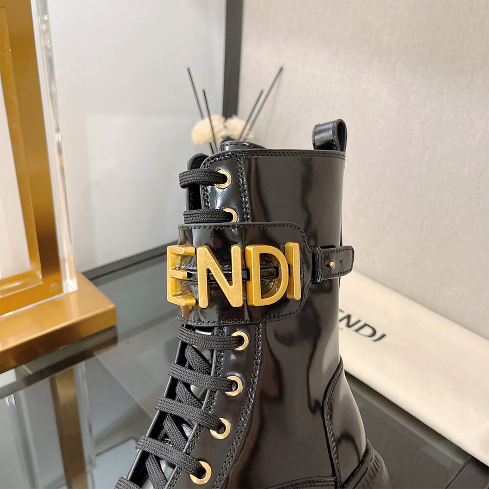 FENDI Fendigraphy logo-plaque leather boots Shoes - Replica Luxury Bags™